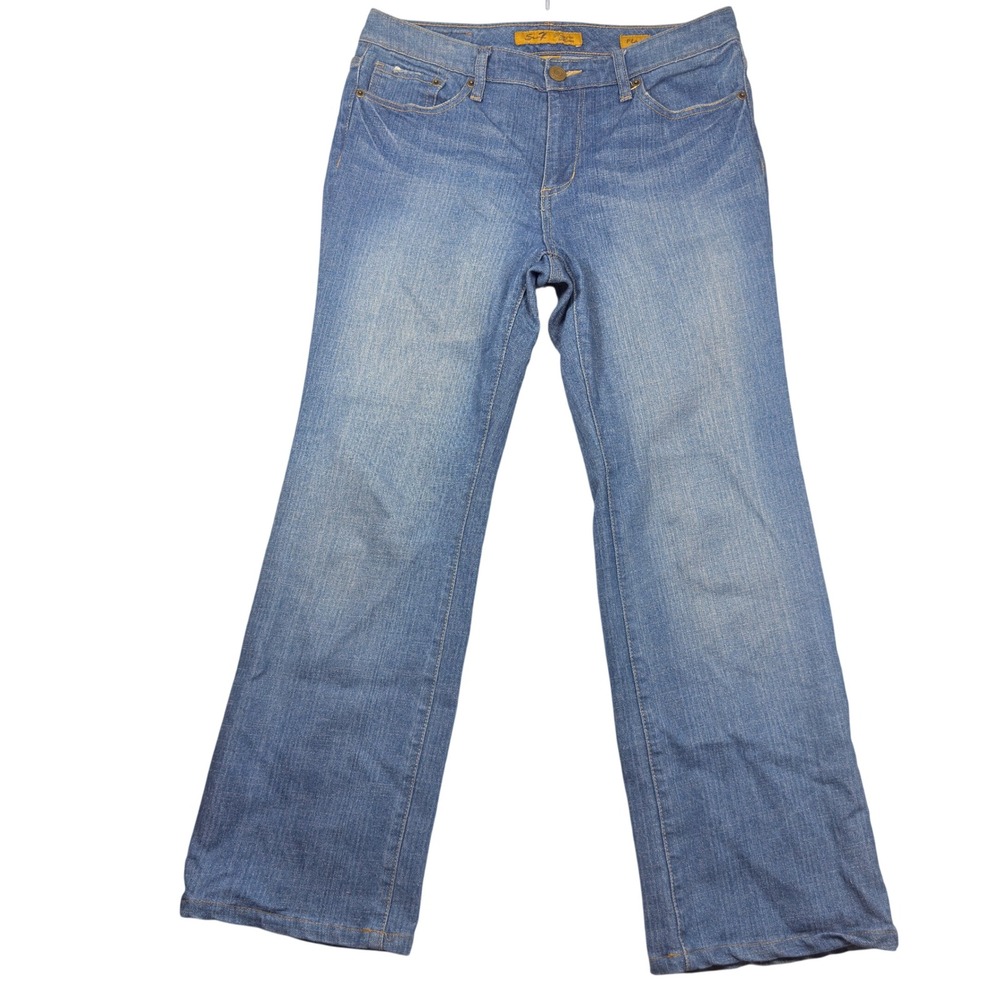 Seven7 Flare Jeans Size 8 Womens Premium Denim Medium Wash Blue